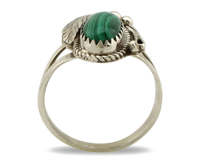 Navajo Ring 925 Silver Natural Mined Malachite Artist Signed Justin Morris C.80s