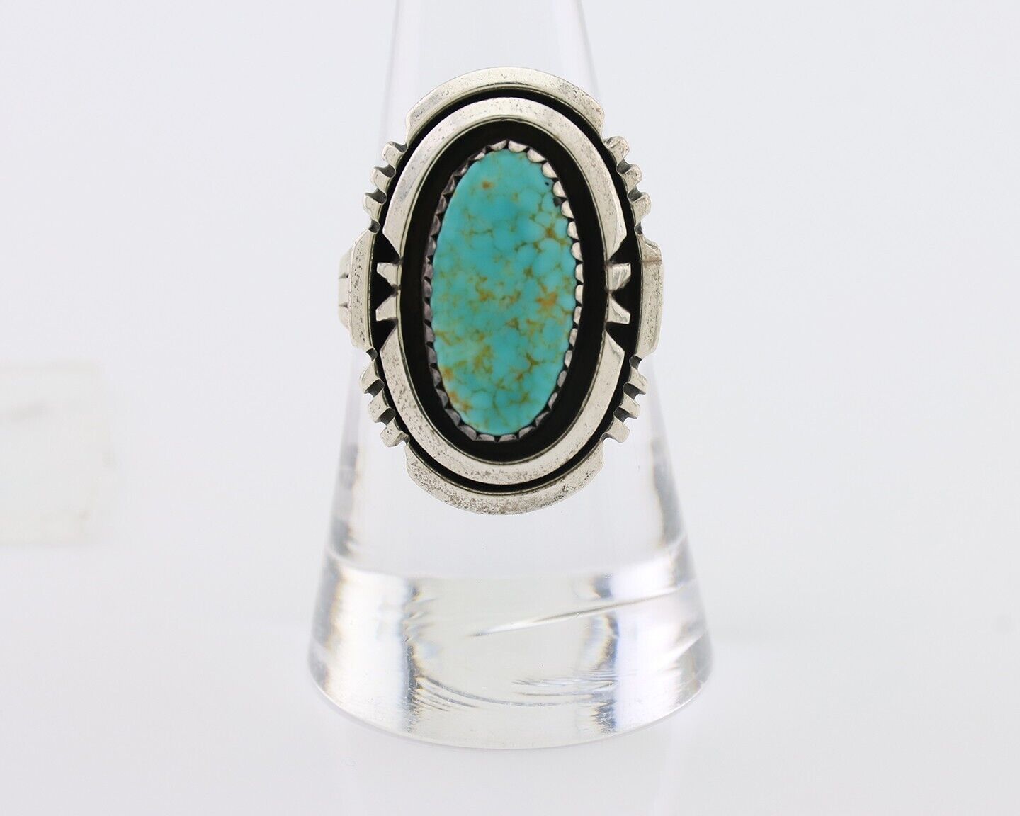 Navajo Ring 925 Silver Spiderweb Turquoise Signed William Denetdale Sz 8.0 C.80s