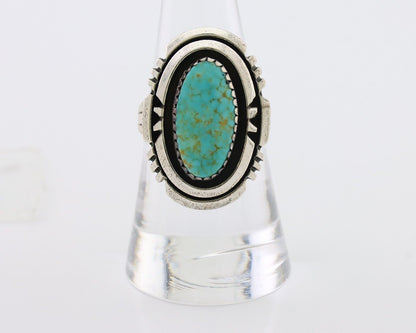 Navajo Ring 925 Silver Spiderweb Turquoise Signed William Denetdale Sz 8.0 C.80s