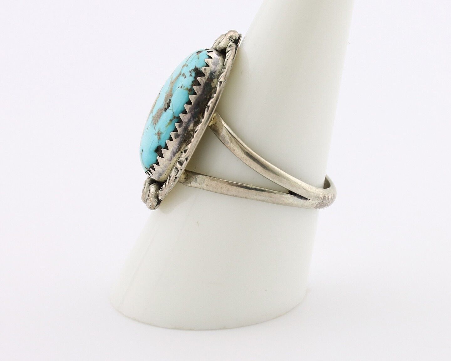 Navajo Ring 925 Silver Blue Turquoise Artist Signed Roy Buck C.80's