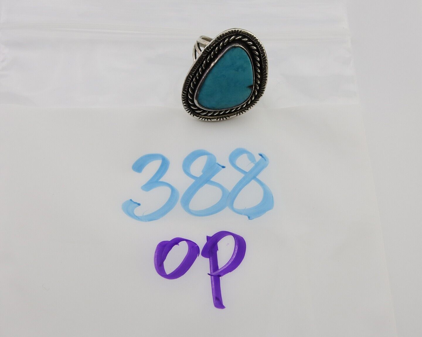 Navajo Ring 925 Silver Blue Turquoise Native American Artist C.80's