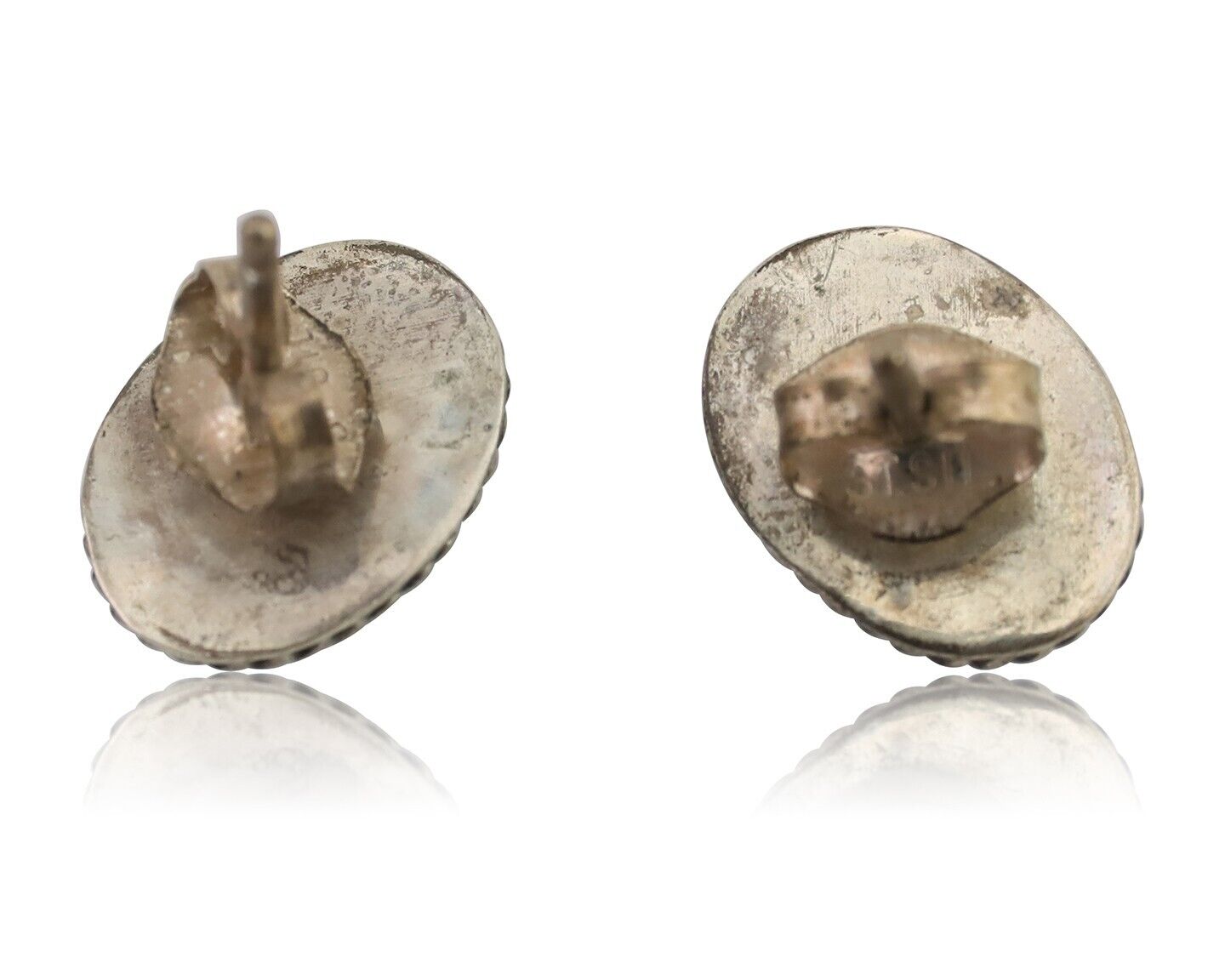 Navajo Earrings 925 Silver Natural Blue Turquoise Native American Artist C.80's