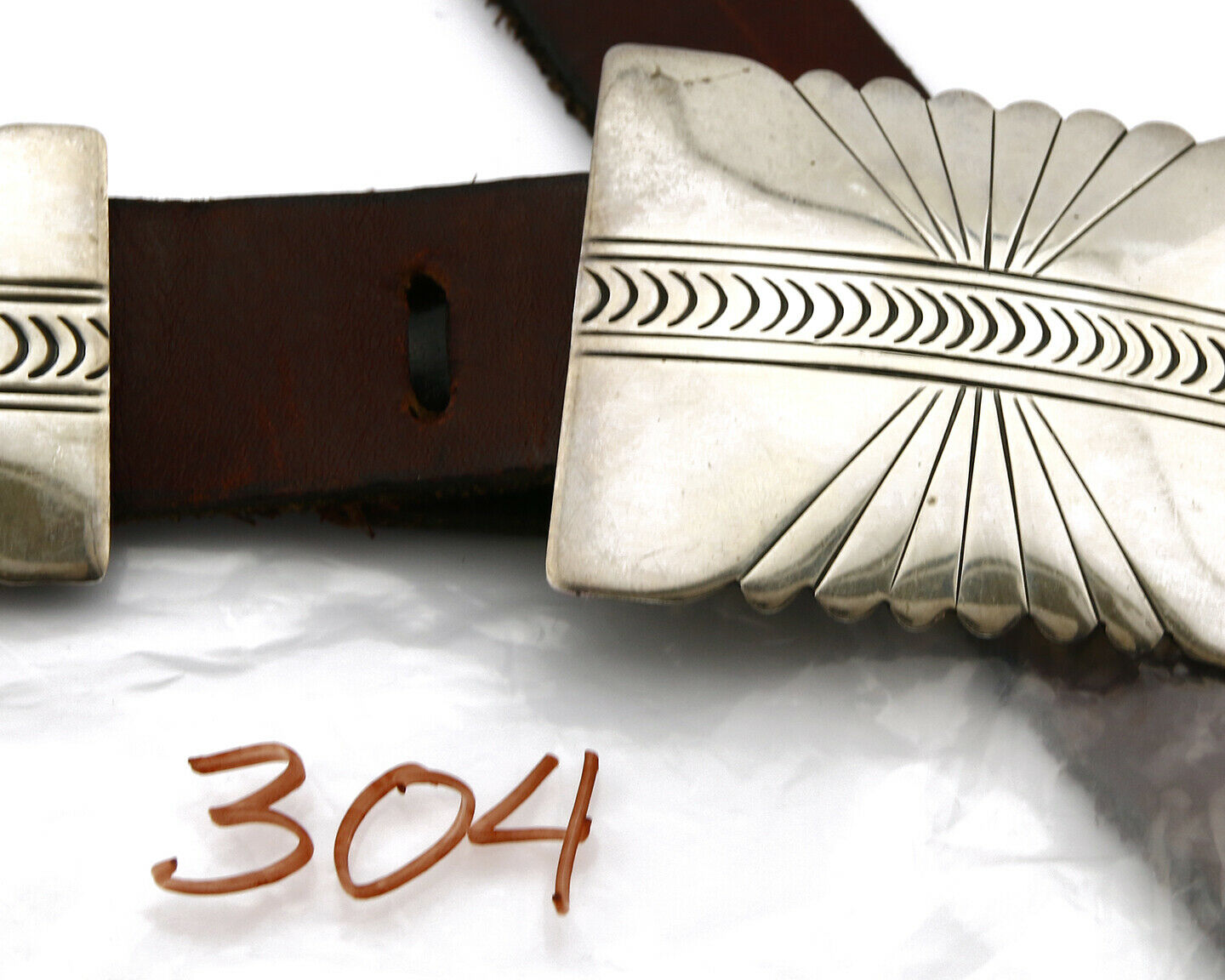 Navajo Concho Belt .925 Silver Signed BB Hand Stamped C.80's