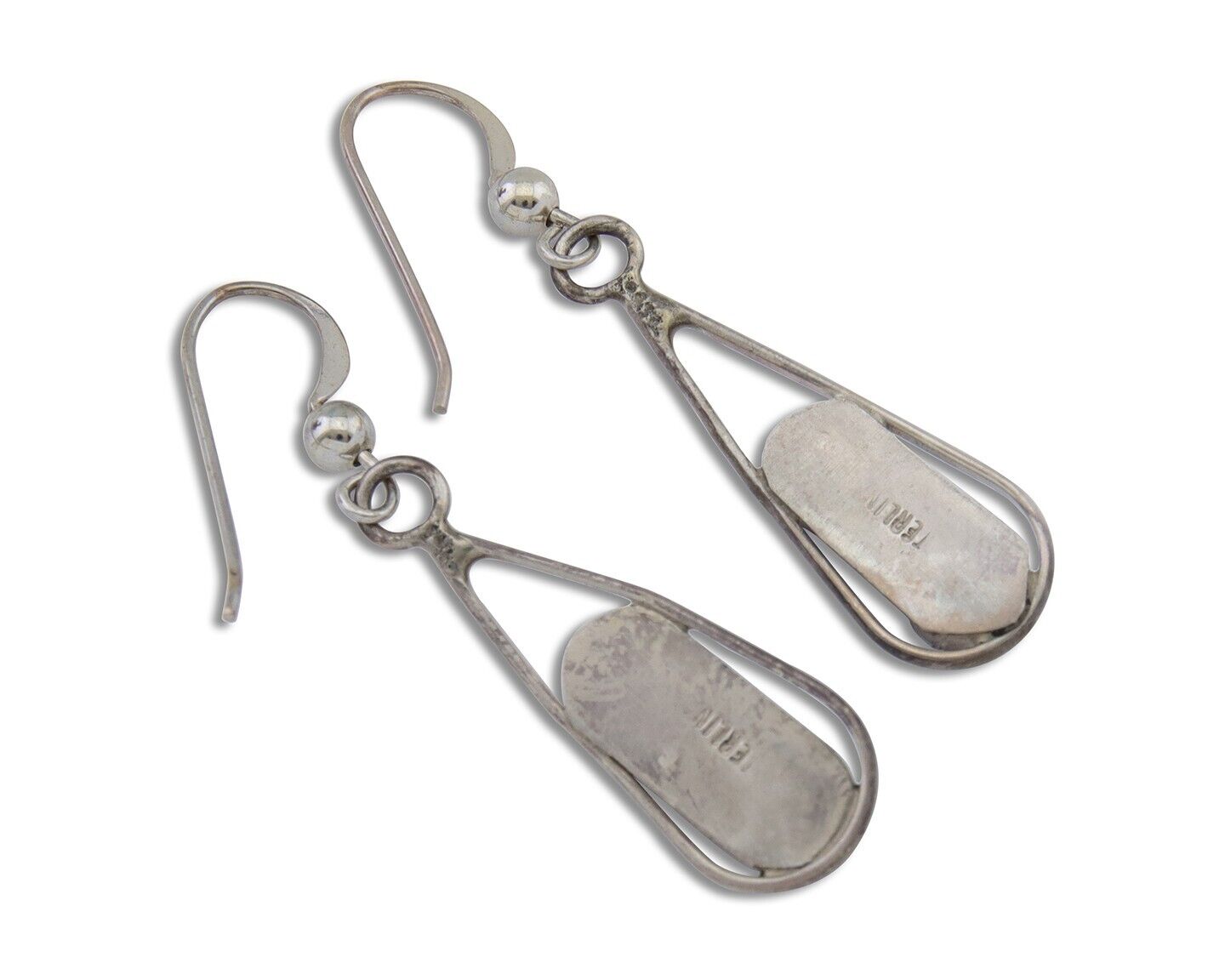 Navajo Paw Earrings 925 Silver Blue Turquoise Native American Artist C.80's