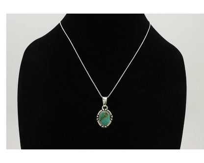 Navajo Necklace 925 Silver Arizona Turquoise Handmade Signed Gecko C.90's