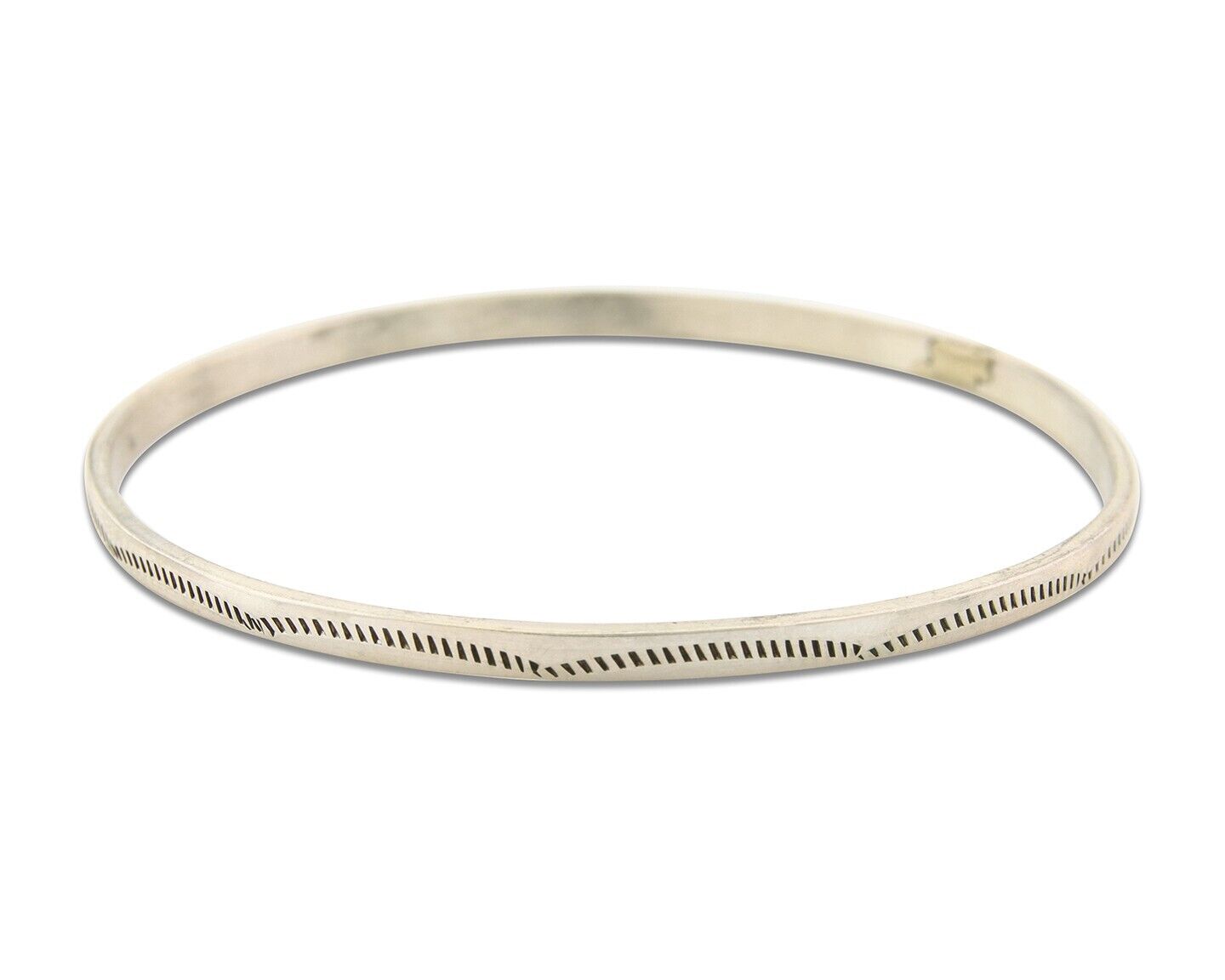 Navajo Bangle Bracelet 925 Silver Hand Stamped Twist Native American Artist C80s
