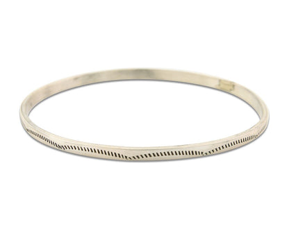 Navajo Bangle Bracelet 925 Silver Hand Stamped Twist Native American Artist C80s