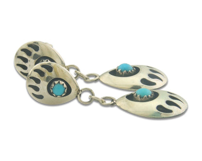 Navajo Earrings 925 Silver Natural Turquoise Native American Artist C80s