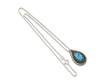 Navajo Sterling Silver Necklace Authentic Turquoise Vintage Handmade