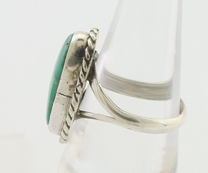 Navajo Ring 925 Silver Blue Gem Turquoise Artist Signed Rabbit Stick C.80's