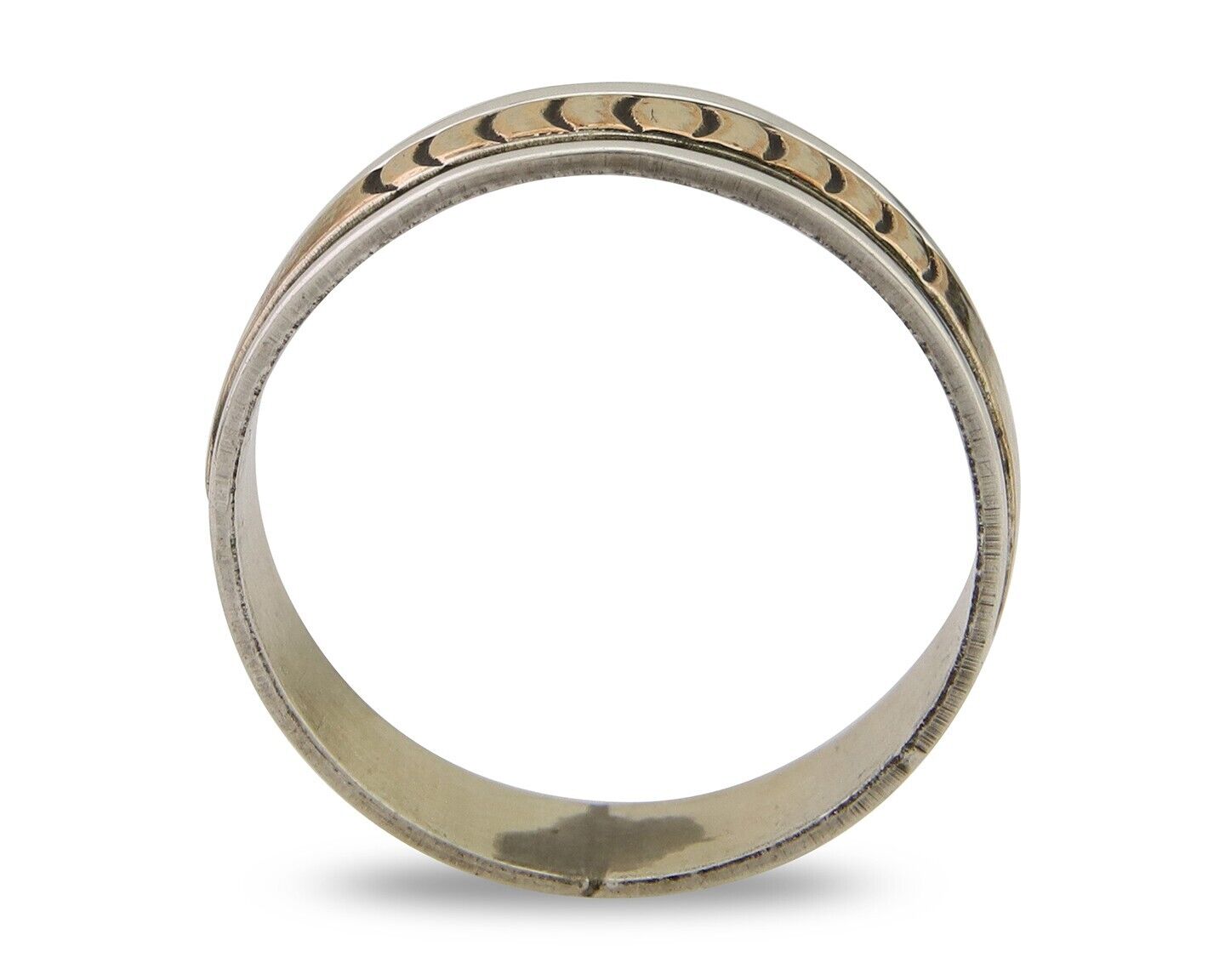 Navajo Handmade Ring 925 Silver & Gold Artist Signed E C.80's