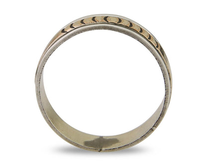 Navajo Handmade Ring 925 Silver & Gold Artist Signed E C.80's