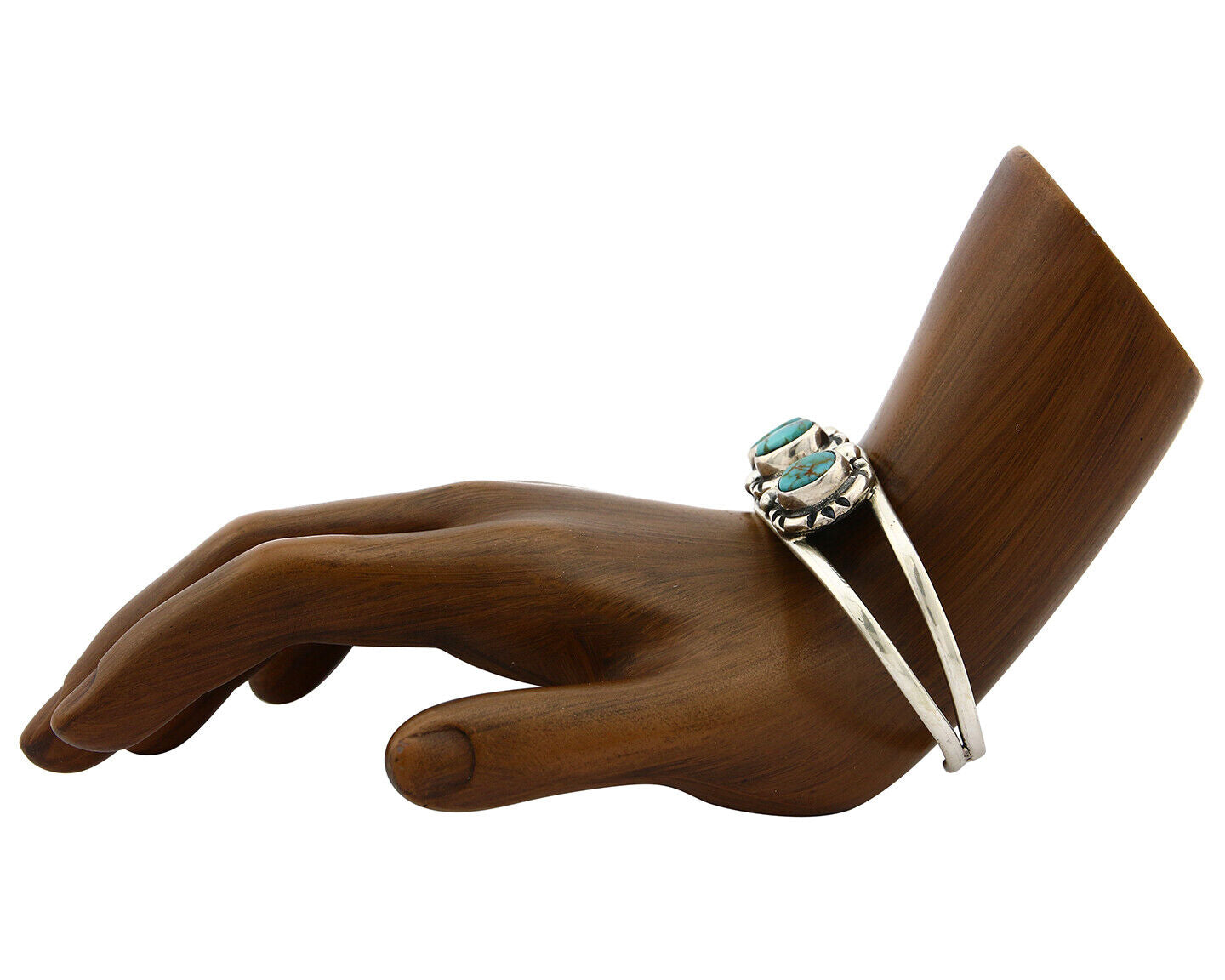 Navajo Bracelet .925 Silver Turquoise Mountain Signed Calvin Peterson C.80's