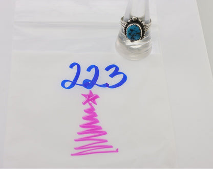 Navajo Ring 925 Silver Sleeping Beauty Turquoise Artist Signed SC C.80's