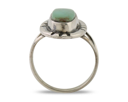 Navajo Handmade Ring 925 Silver Green Turquoise Artist Signed Kachina C.80's