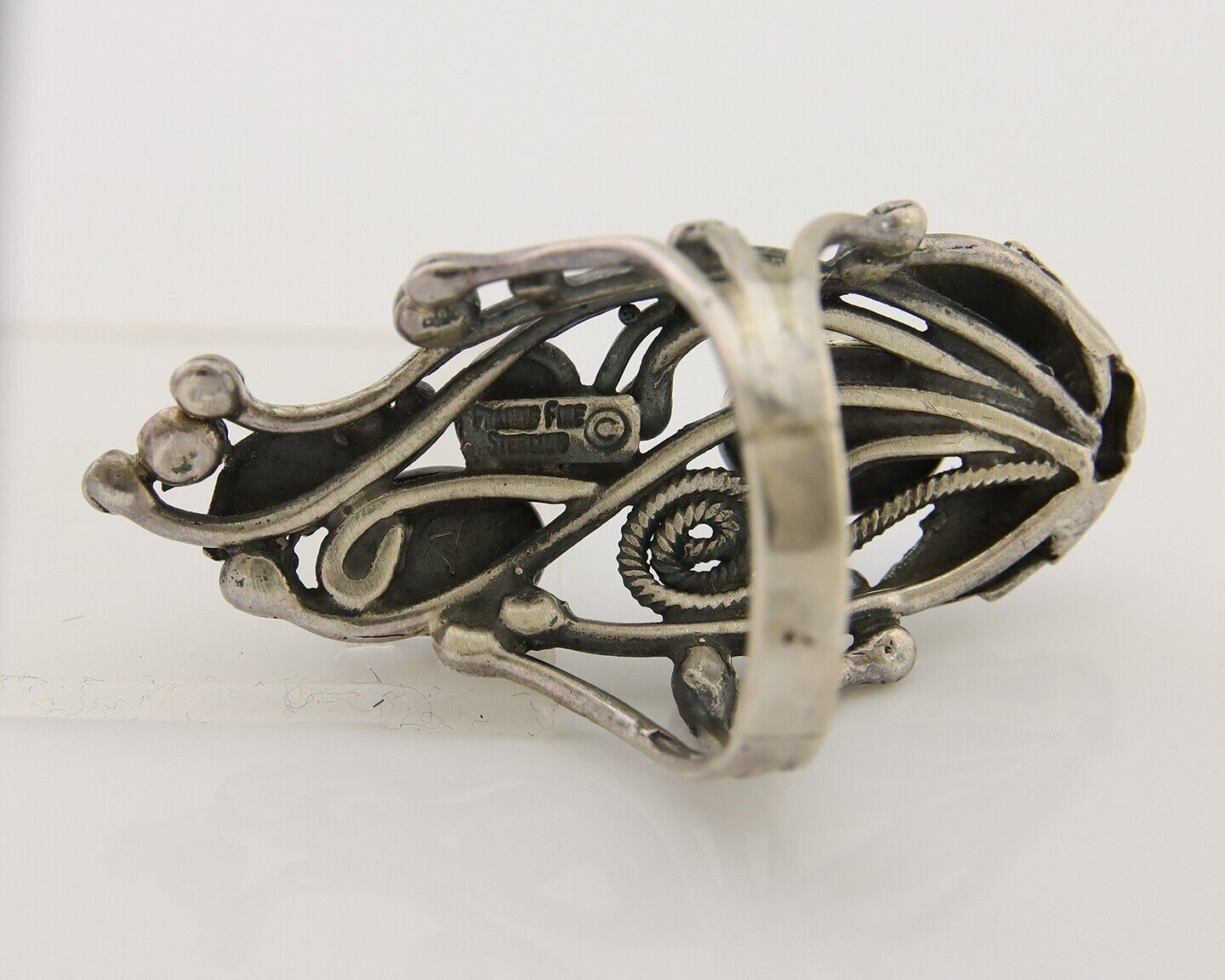 Navajo Ring 925 Silver Natural Denim Lapis Artist Signed Prairie Fire C.80's