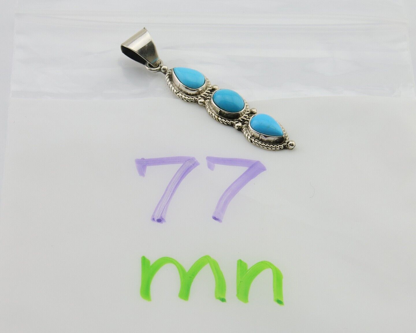 Navajo Necklace 925 Silver Natural Turquoise Artist Kathllen Chavez C.80's