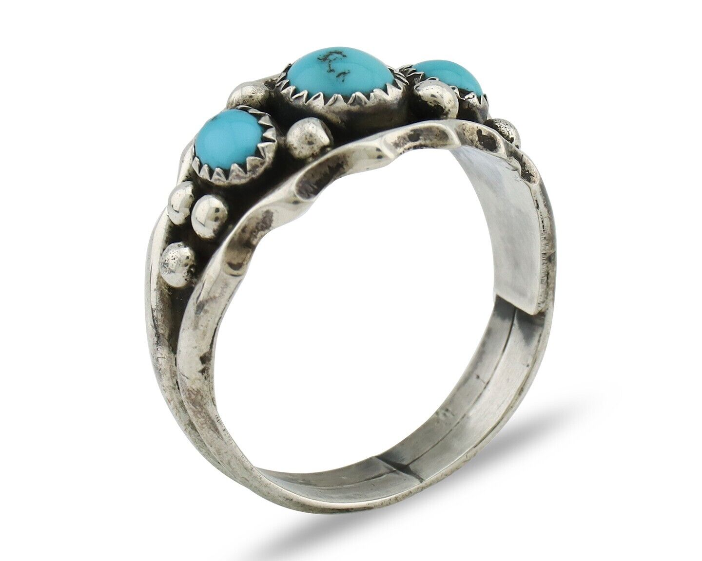 Navajo Ring 925 Silver Blue Turquoise Artist Signed SkyStone Creations C.80's
