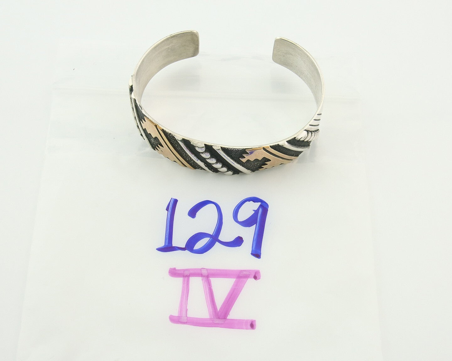 Navajo Bracelet Gold & 925 Silver Handmade 16 mm Wide Signed Thomas Singer C80s