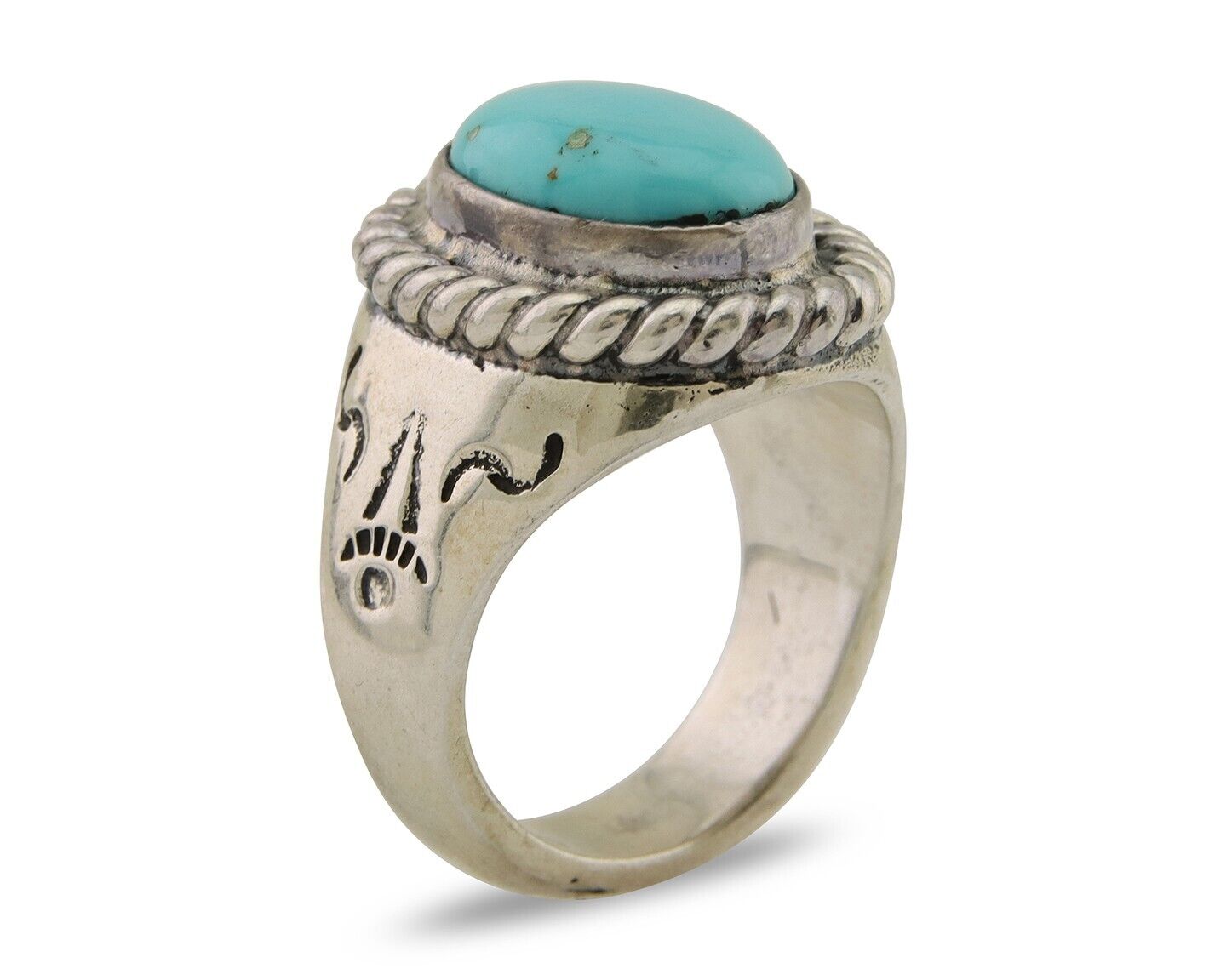 Navajo Ring 925 Silver Natural Blue Turquoise Native American Artist C.80's