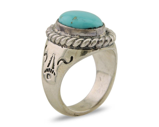 Navajo Ring 925 Silver Natural Blue Turquoise Native American Artist C.80's