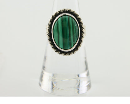 Navajo Ring 925 Silver Natural Malachite Native American Artist C.80's