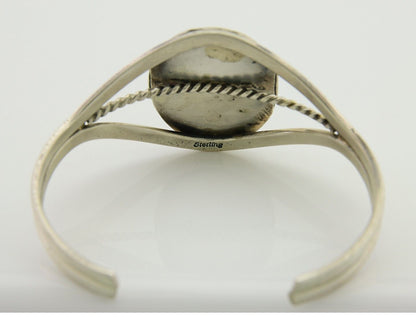 Navajo Cuff Bracelet Natural Malachite 925 Silver Native American Artist C.80s