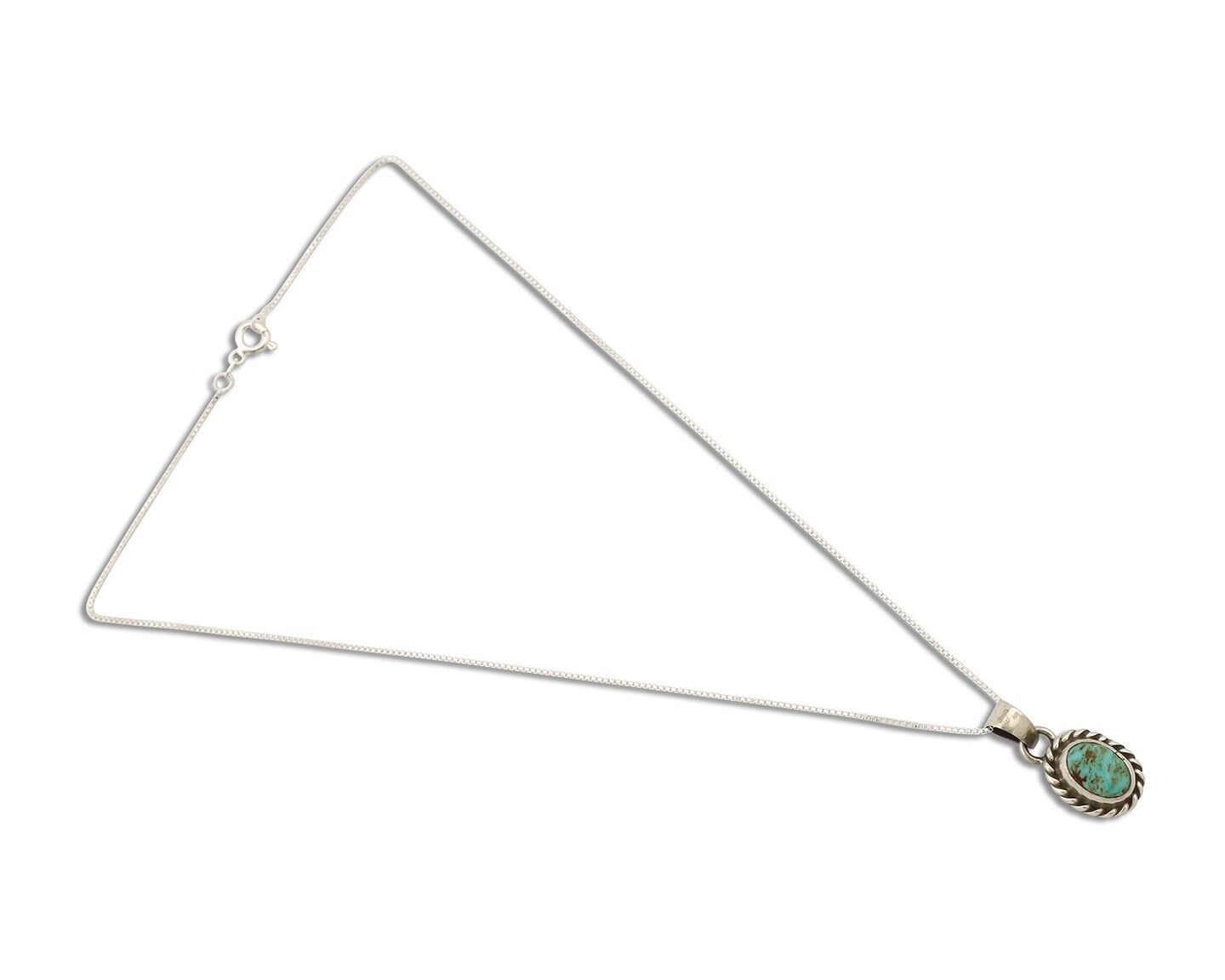 Navajo Necklace 925 Silver Natural Kingman Turquoise Native Artist C.2008
