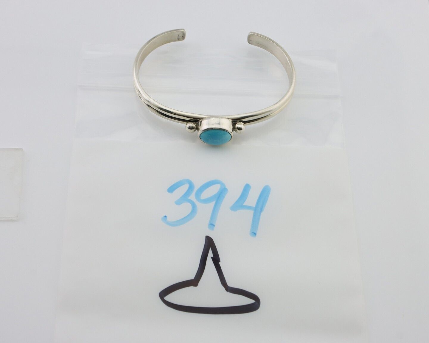 Navajo Cuff Bracelet 925 Silver Natural Blue Turquoise Native American C.80's