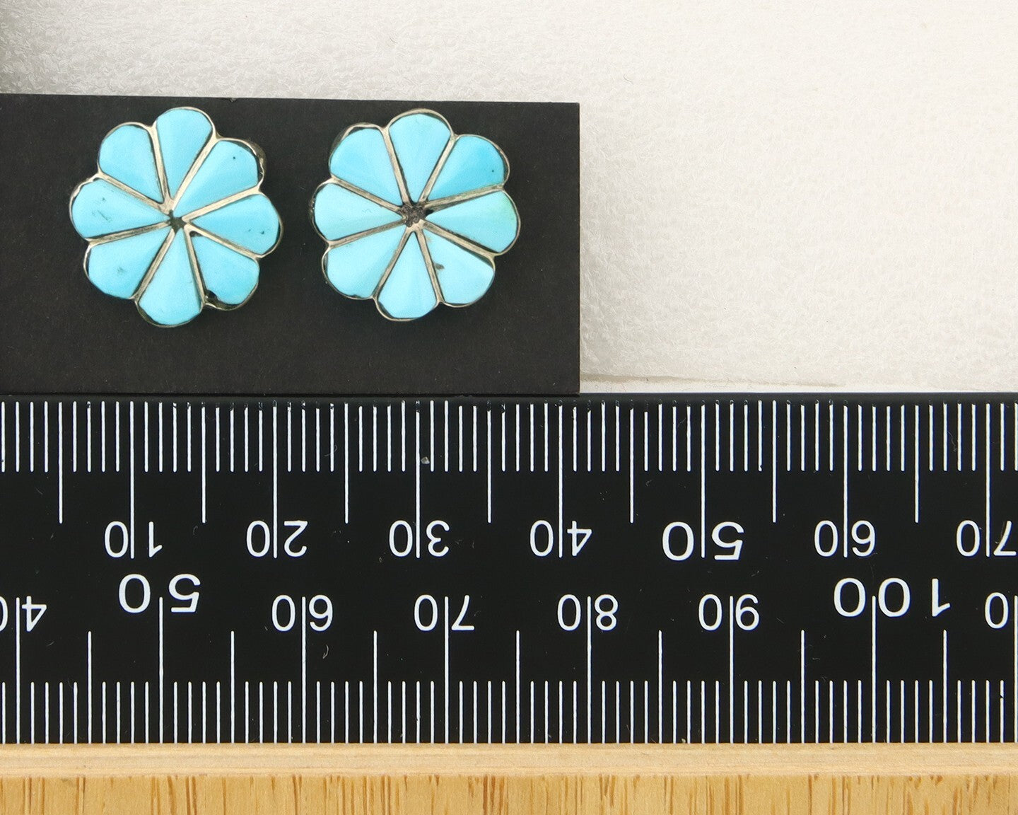 Navajo Earrings 925 Silver Natural Turquoise Native American Artist C.80's