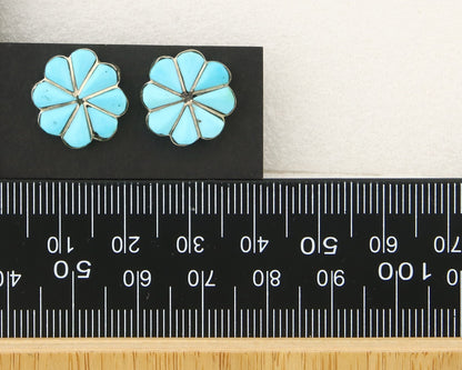 Navajo Earrings 925 Silver Natural Turquoise Native American Artist C.80's