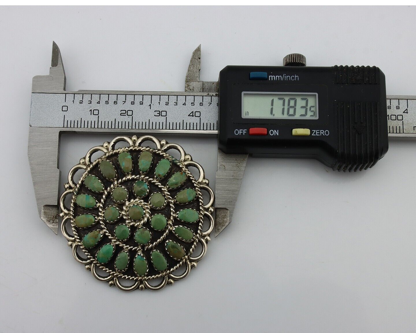 Navajo Pin Pendant 925 Silver Turquoise Signed Larry Moses Begay C.90's