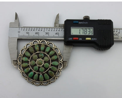 Navajo Pin Pendant 925 Silver Turquoise Signed Larry Moses Begay C.90's