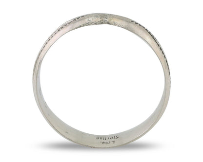 Navajo Hand Stamped Band 925 Silver 5.0 mm Signed Larry Chavez Size 7.5 C.80's