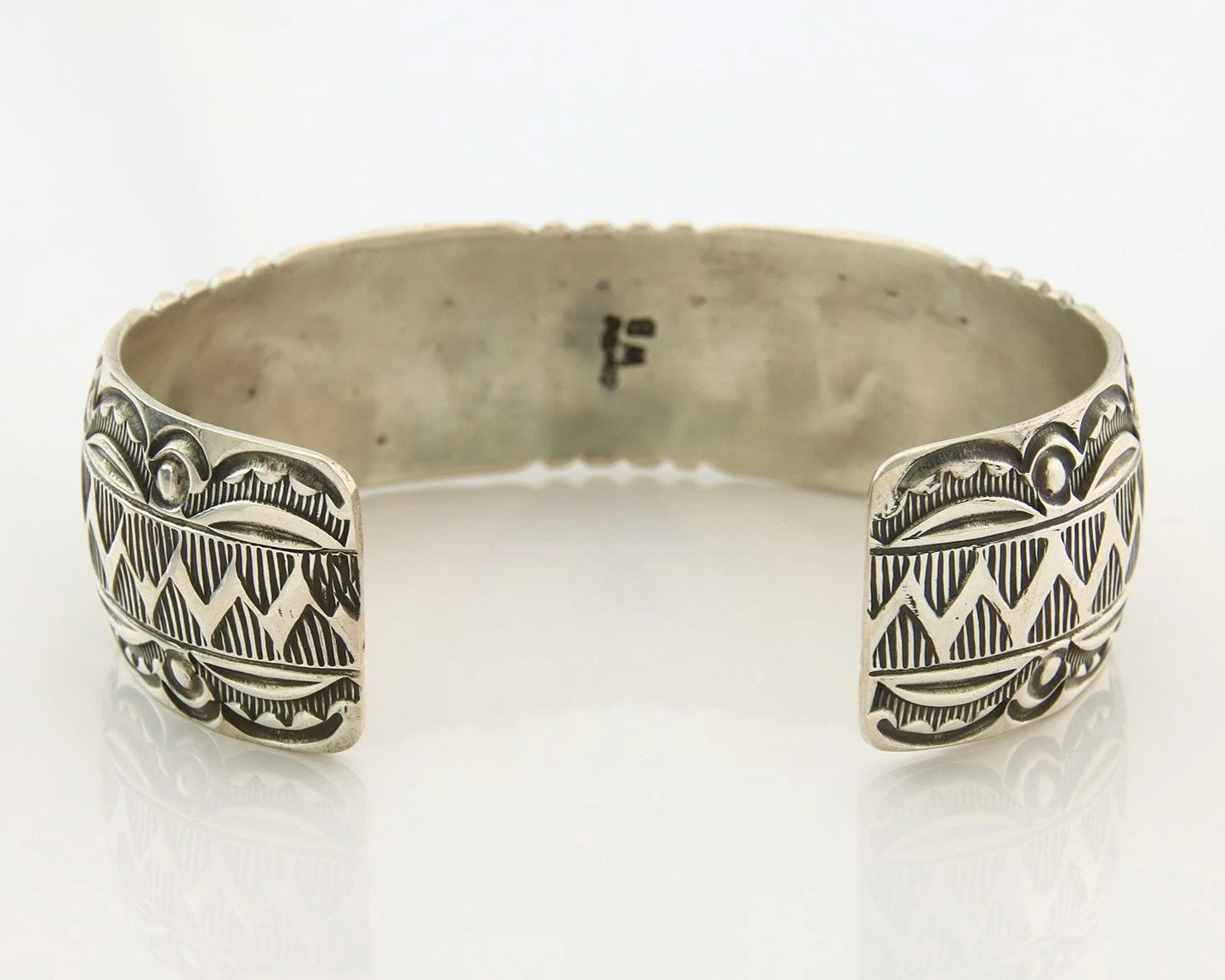 Navajo Cuff Bracelet Sterling Silver Natural Gemstone Vintage Signed WB