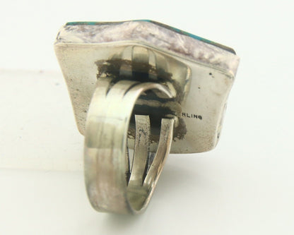 Navajo Ring 925 Sterling Blue Bisbee Turquoise Native Artist C.80's