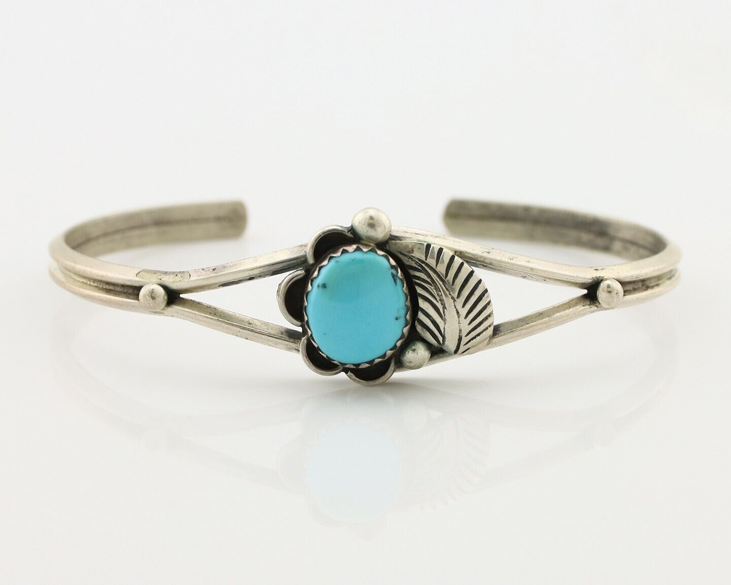 Navajo Handmade Bracelet 925 Silver Natural Blue Turquoise Native American C80s