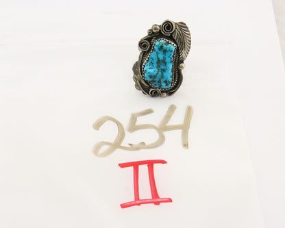 Navajo Ring 925 Sterling Turquoise Artist Justin Morris C.80's Size 8.25