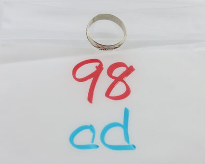 Navajo Hand Stamped Band 925 Silver 5.0 mm Signed Larry Chavez Size 6.5 C.80's