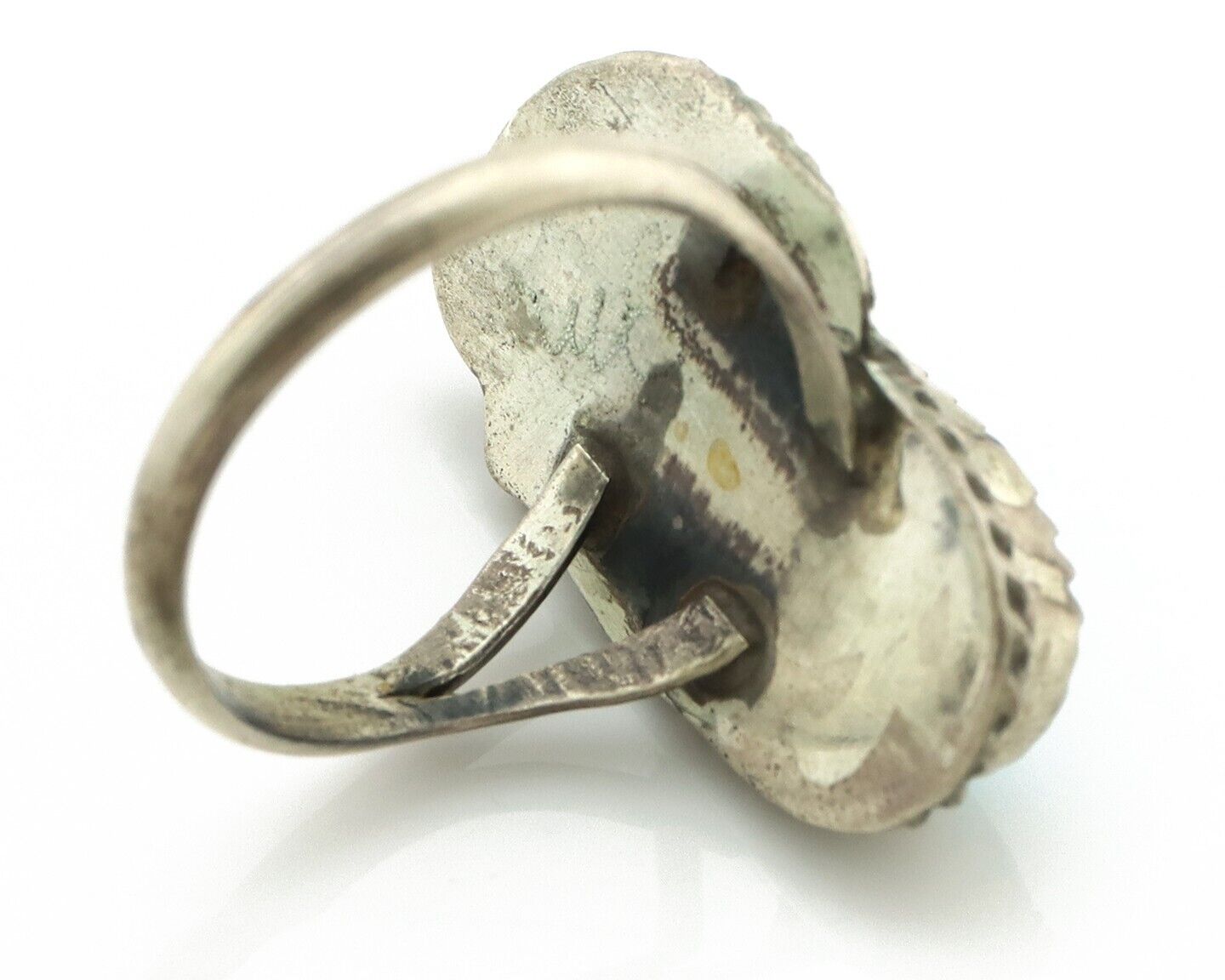 Navajo Ring 925 Silver Sleeping Beauty Turquoise Artist Signed Justin Morris C80