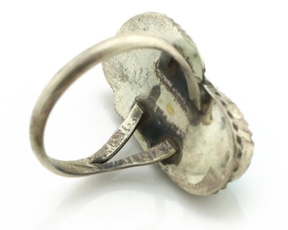 Navajo Ring 925 Silver Sleeping Beauty Turquoise Artist Signed Justin Morris C80
