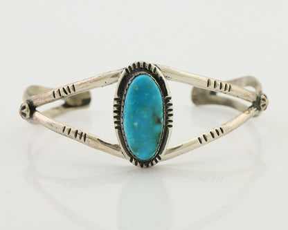 Navajo Bracelet 925 Silver Kingman Turquoise Artist Signed IJC C.80's