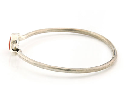 Navajo Bracelet Sterling Silver Natural Red Coral Artist Signed Sunrise