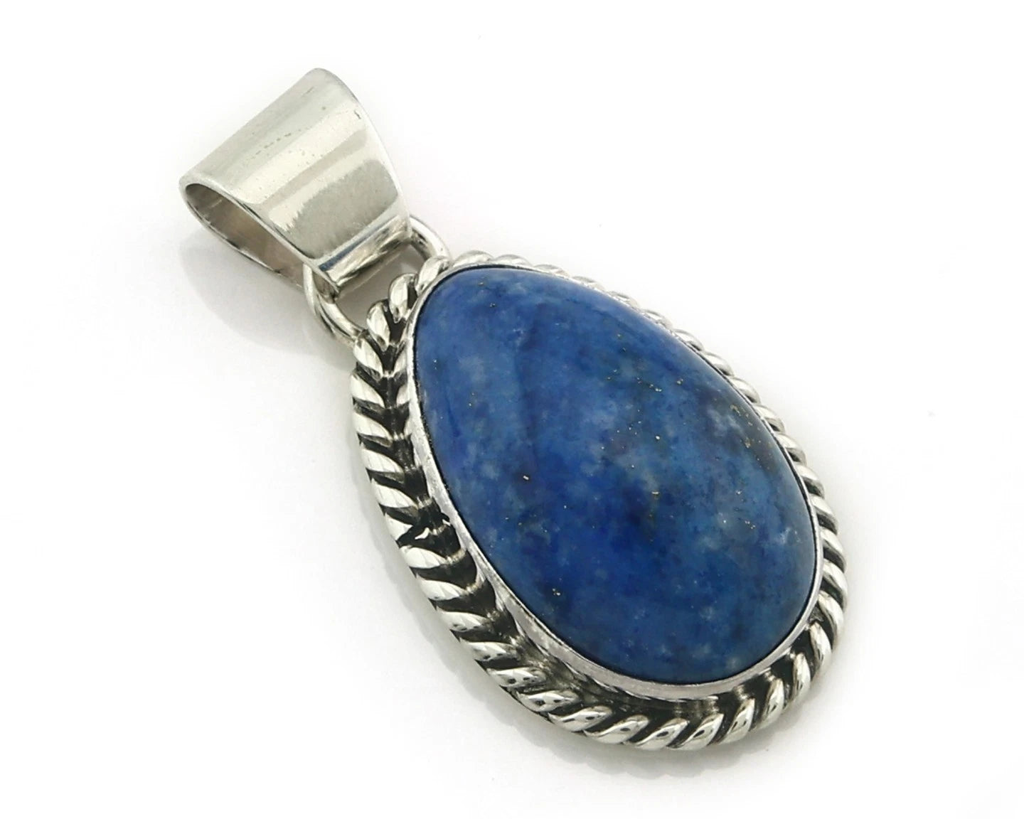 Navajo 925 Sterling Silver Pendant Signed M Sterling Hand Stamped Natural Lapis