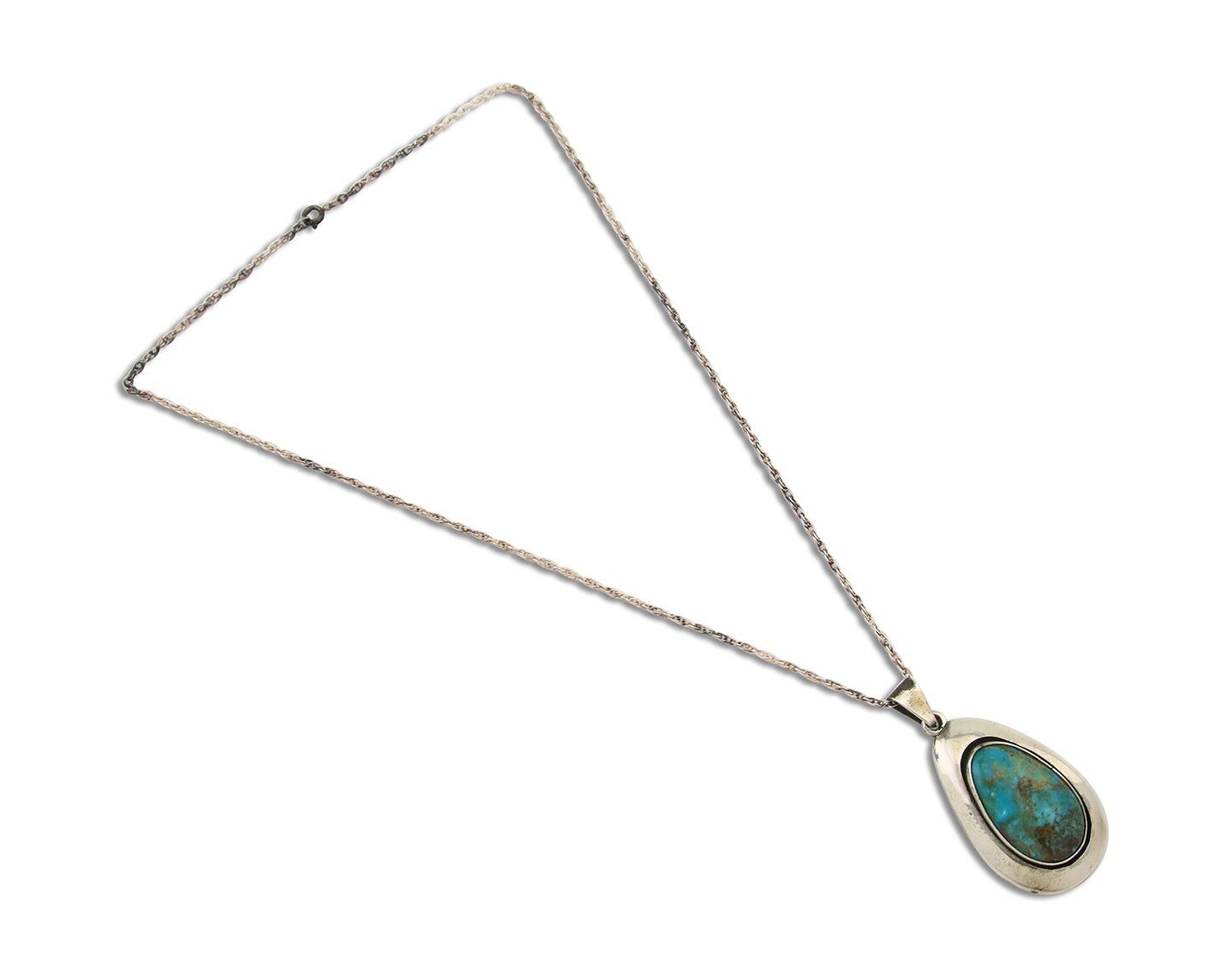 Navajo Necklace 925 Silver Natural Turquoise Artist Signed M Montoya C.80's