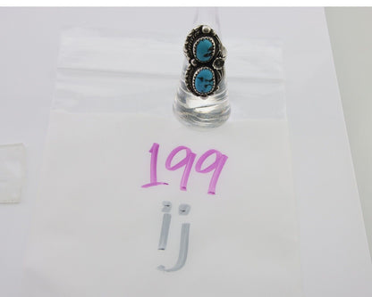 Navajo Ring 925 Silver Natural Blue Turquoise Artist Signed SC C.80's Size 5.75