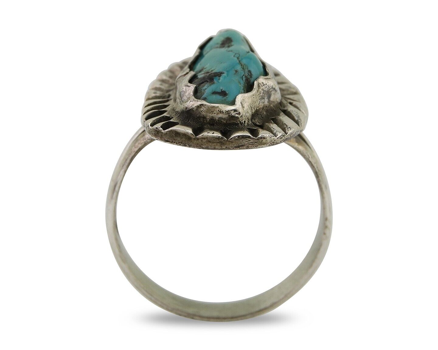 Navajo Handmade Ring 925 Silver Turquoise Native American Artist C.80's