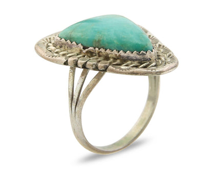 Navajo Ring 925 Sterling Natural Blue Turquoise Native Artist C.80's Size 9.0