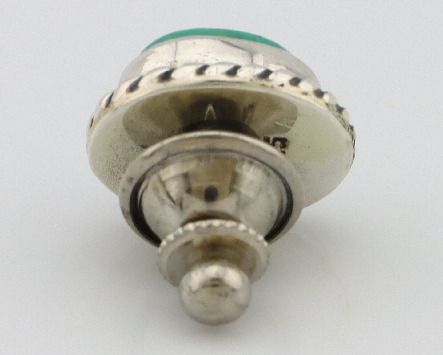 Navajo Tie Tack 925 Silver Natural Mined Turquoise Native American Artist C.80's