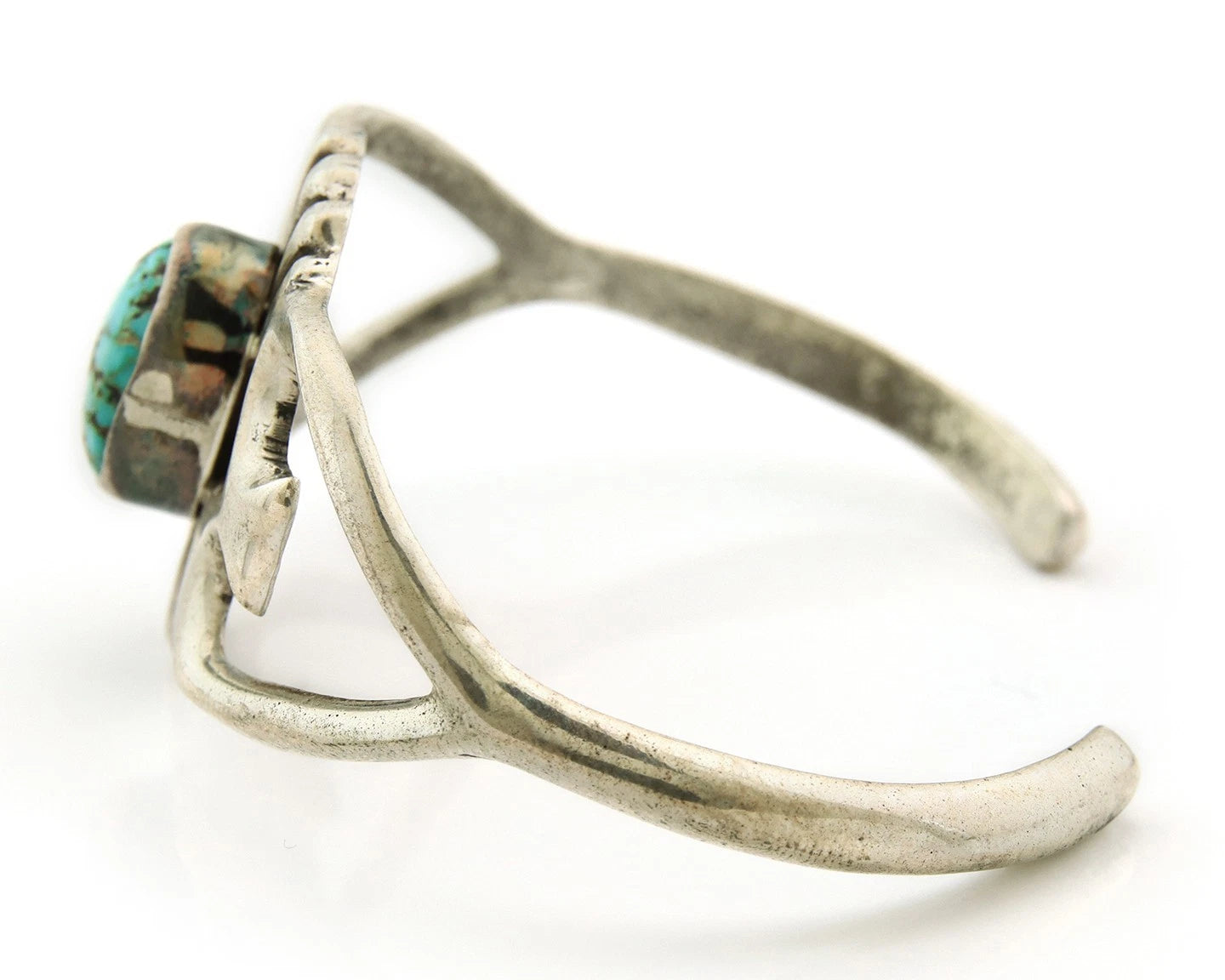 Navajo Cuff Bracelet Sterling Silver Turquoise Vintage Artist Signed C